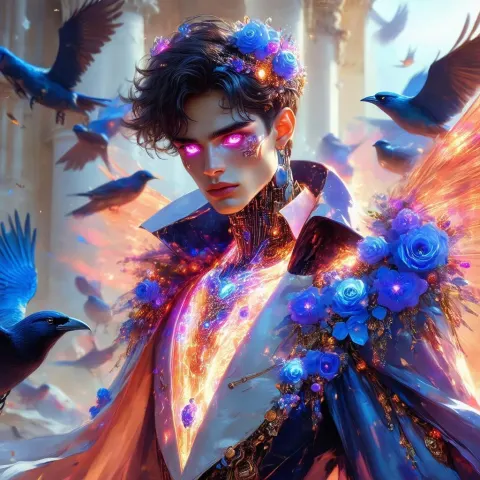 Android Colombian Prince With Blue Flower Crown