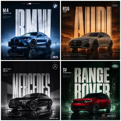 Cinematic Automotive Billboard Poster, CAR MODEL + VARIANT in PAINT COLOR + FINISH