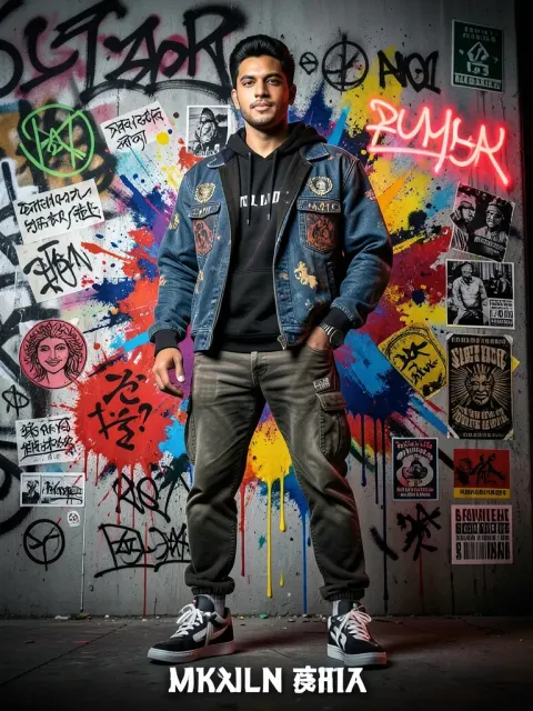 High-Detail Portrait Poster in a Bold Japanese Graffiti-Inspired Art Style