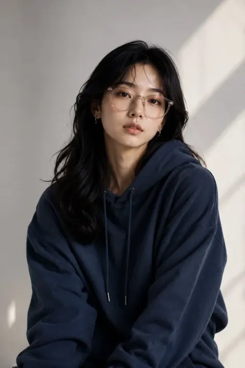 Premium Fashion-Editorial Half-Body Portrait of a Beautiful Young East Asian Woman
