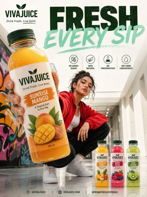 Premium Modern Beverage Advertisement Poster in a Vertical 3:4 Format Featuring