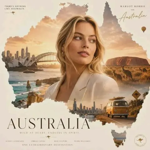 Premium Tourism Campaign Poster for Country Name in a Sophisticated Collage-Map
