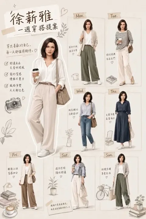 Create a stylish weekly outfit guide poster in
