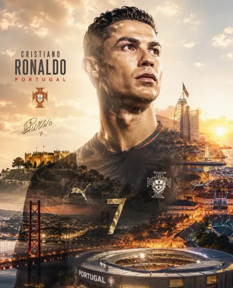 Epic Double-Exposure Sports Poster Featuring a Legendary Football Player as