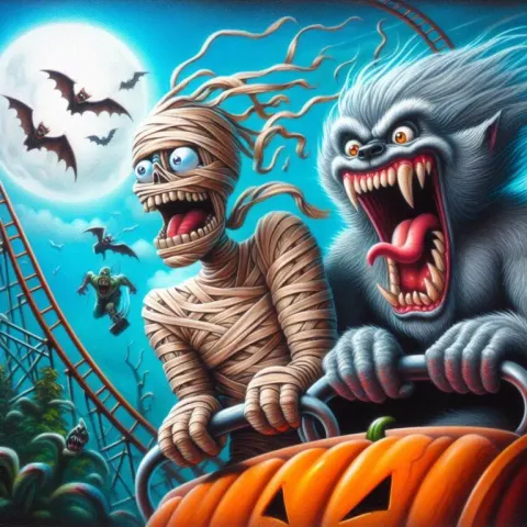 Mummy and Werewolf Ride Roller Coaster