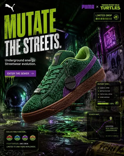 FORMAT: 4:5 Vertical Premium Sneaker SMM Campaign Hyper-Realistic Streetwear