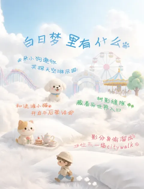 According to the images, and the text of image2, the dog, the playground, the cat and the walking toon.
