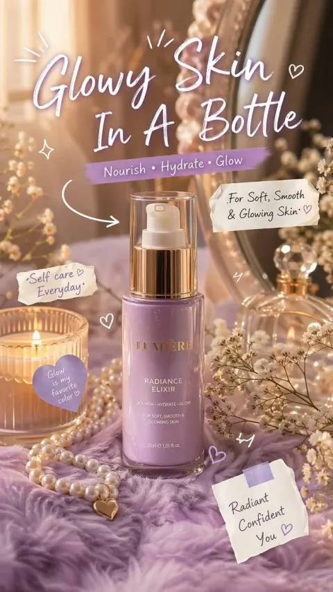 Luxury Aesthetic Skincare Advertisement,soft Pastel Background