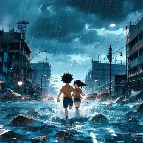 Charlie and Rachel Racing the Flooded Storm