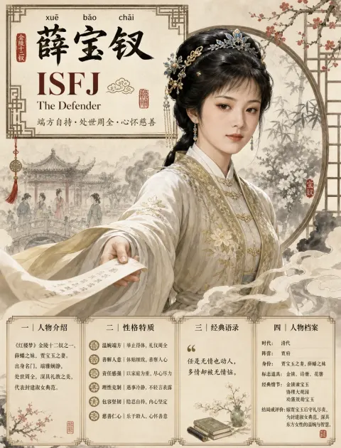 Please generate a Chinese classic MBTI high-end national wind poster.