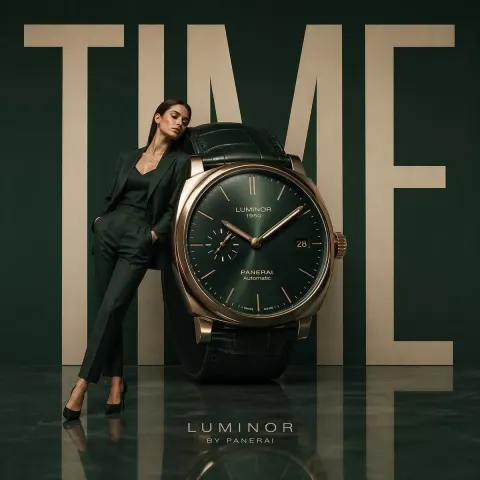Minimalist Luxury Watch Campaign, Oversized Wristwatch Positioned Like Modern