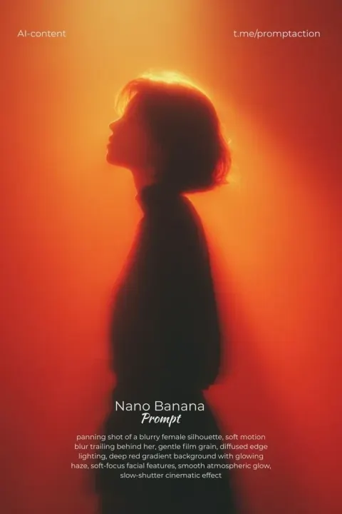Panning Shot of a Blurry Female Silhouette, Soft Motion Blur Trailing Behind Her