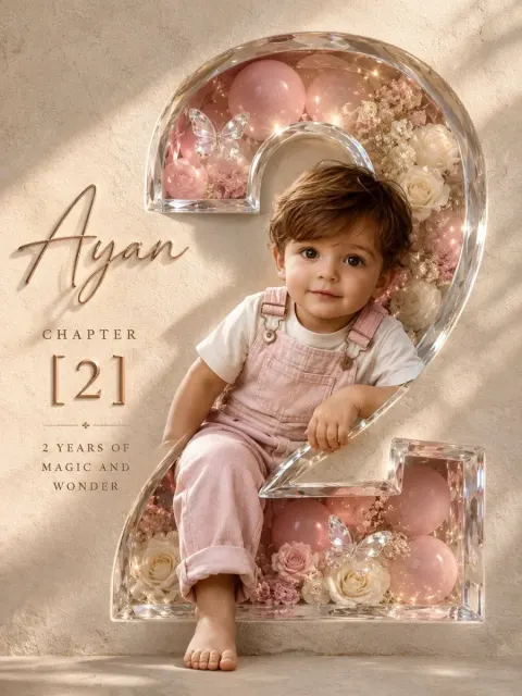 Professional Luxury Birthday Poster, 3:4 Portrait Composition