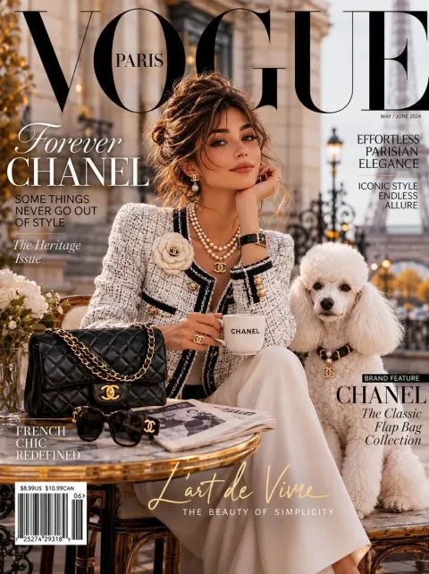 SUBJECT: an Impossibly Elegant Young Woman in a Classic Chanel Tweed Jacket