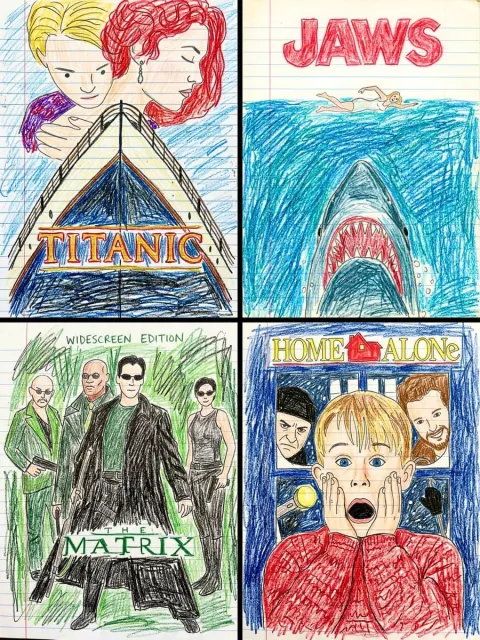 This Movie Poster into a Child’s Crayon Drawing on Lined Notebook Paper