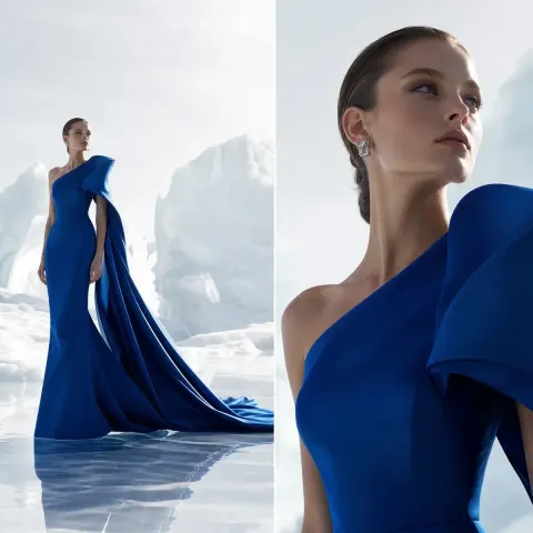 Two-Panel Fashion Editorial Split with Contrasting Camera Perspectives Left Panel