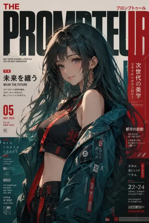 Ultra-Premium Neo Tokyo Fashion Magazine Cover, Editorial Anime Realism, 8K, 2:3