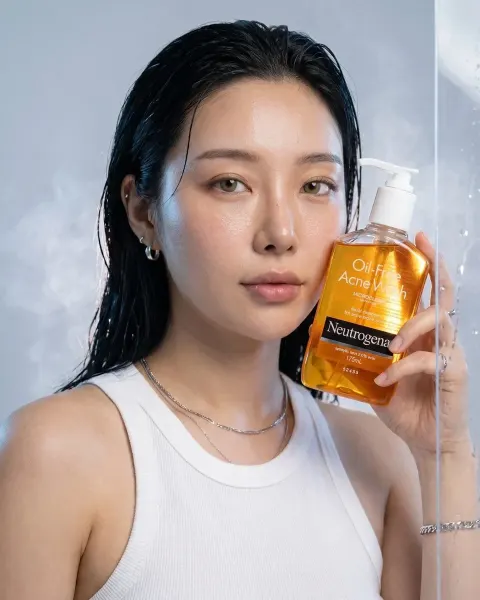 Ultra-Realistic Luxury Skincare Advertisement for Neutrogena Oil-Free Acne Wash