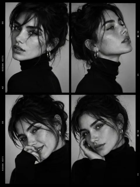 Ultra-Viral Black-And-White Luxury Fashion Casting Contact Sheet Portrait of