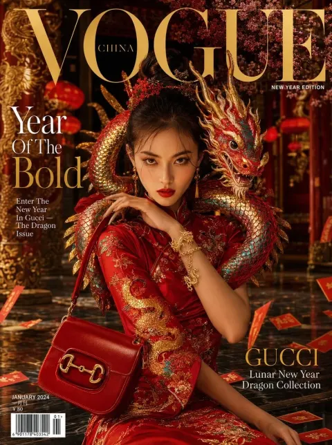 VOGUE CHINA NEW YEAR EDITION Luxury Fashion Magazine Cover a Fierce and Radiant