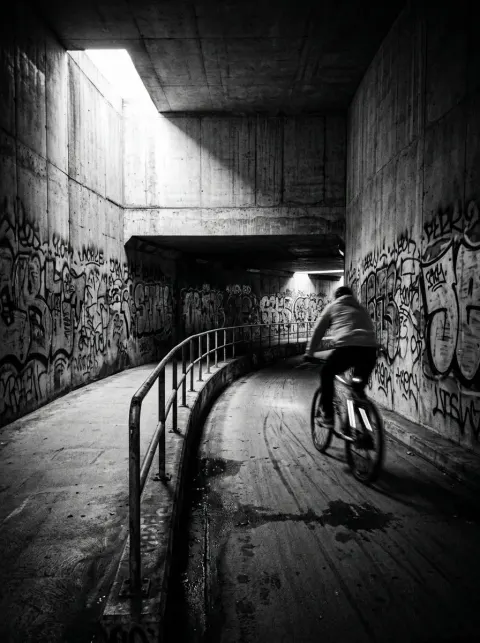 Black & White Urban Cyclist