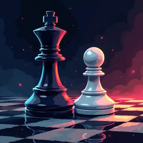 White Pawn Charging a Shadowy Black Bishop