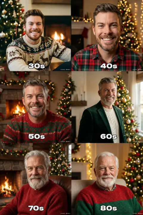 Aging Through the Years Holiday Photo