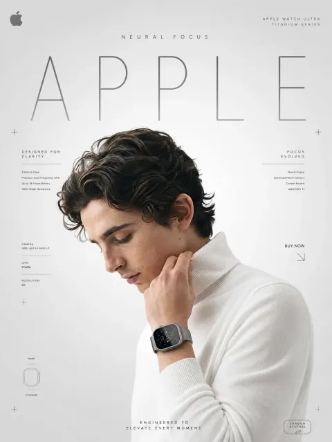 Apple Watch Neural Focus Tech SMM Poster