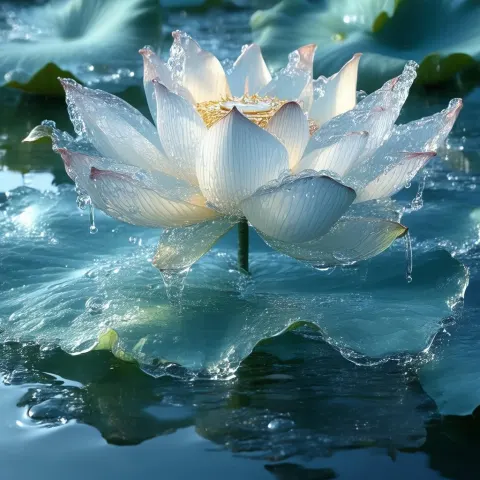 Lotus Flower Sculpted From Cascading Water