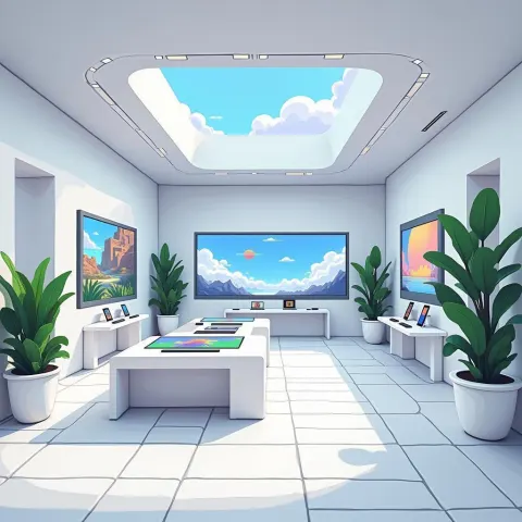 Pixelated Flagship Samsung Store in Eames Style