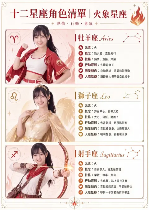 Fire Sign Zodiac Character Poster
