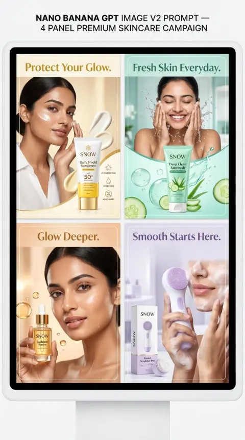 Four Panel Indian Skincare Campaign