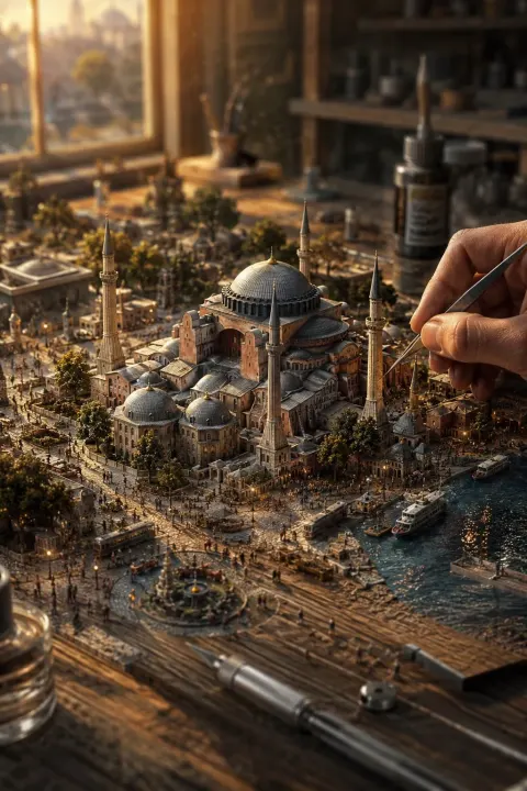 Hyper Detailed Miniature Diorama City Place Seamlessly Built Directly