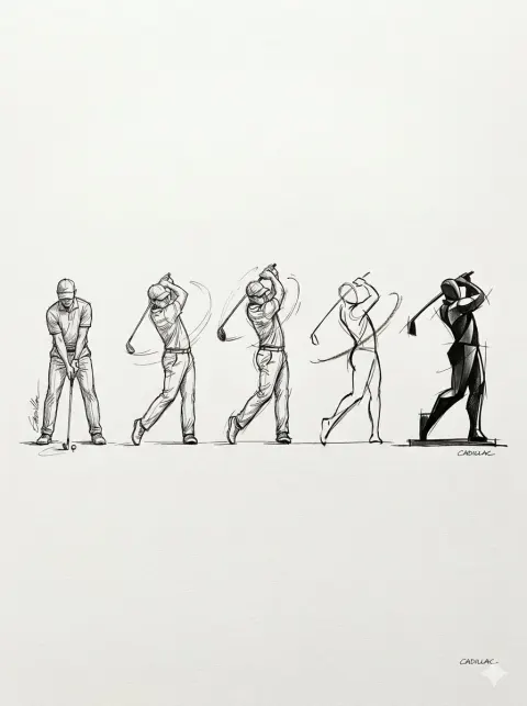 Infographic / Edu Visual - Progressive Golf Swing Artistic Sketch