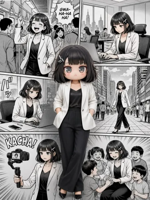 Manga Collage Professional Woman Portrait
