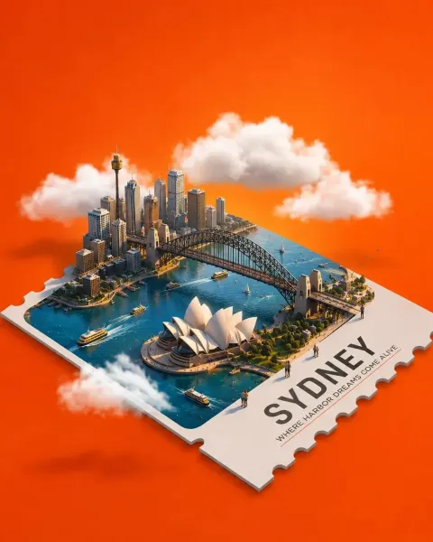 Miniature Travel Stamp Diorama Poster