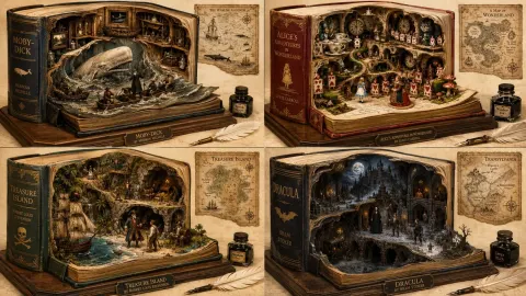 Open Book Fantasy Diorama Grid