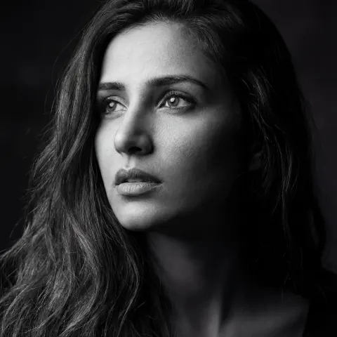 Pensive Woman Black White Portrait