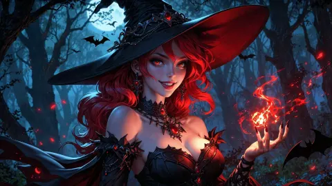 Witch Red Hair Magical Glow