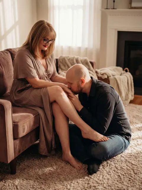 Couple Romantic Foot Kiss Scene