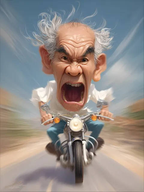 Elderly Motorcyclist Motion Blur