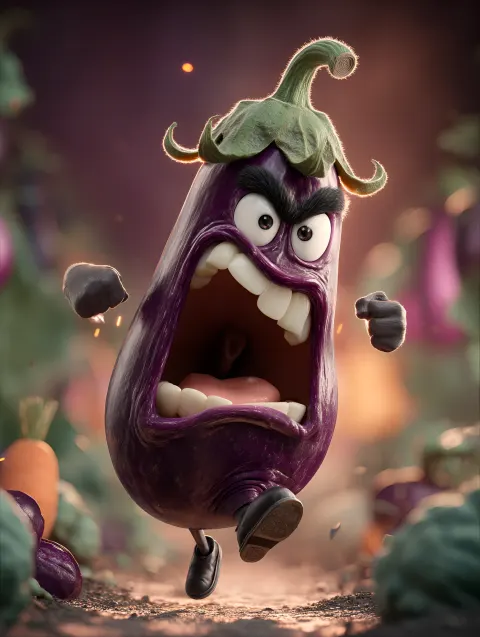 Angry Eggplant Vegetable Garden