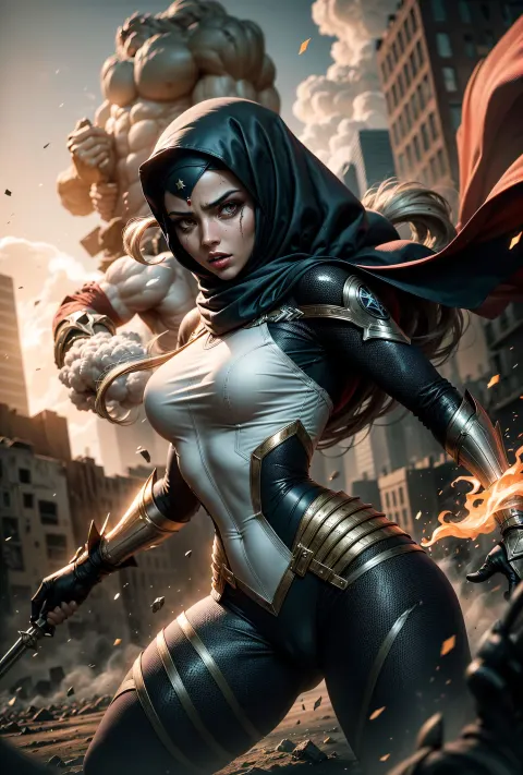 Muslim Superhero Fighting Monster Battle