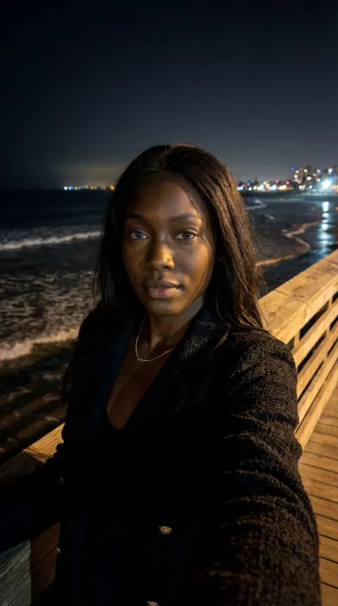 Night Selfie On New York Boardwalk
