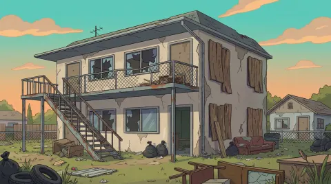 Damaged House Exterior Illustration