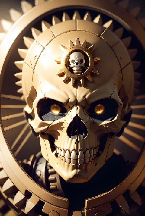 Mechanical Skull Gold Gears