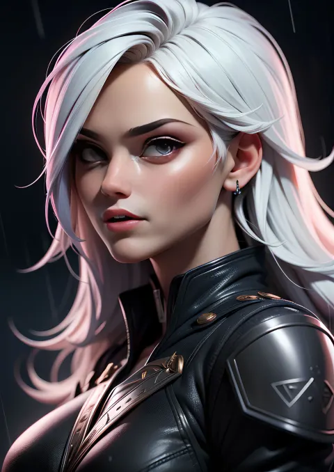 Girl White Hair Rain Jacket
