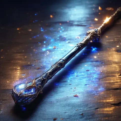 Magic Wand Gleaming in Cinematic Chiaroscuro