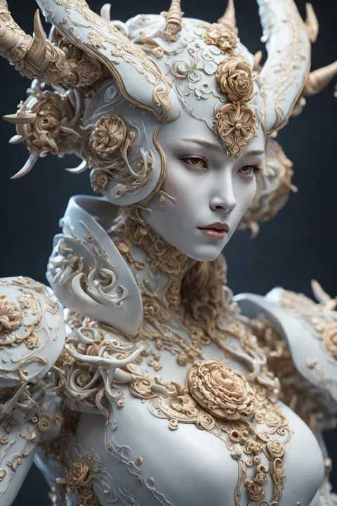 Porcelain Cyborg Demons Close Up