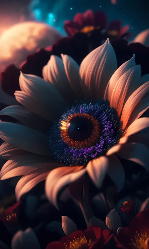 Mythical Flower Eyes Sky Horror